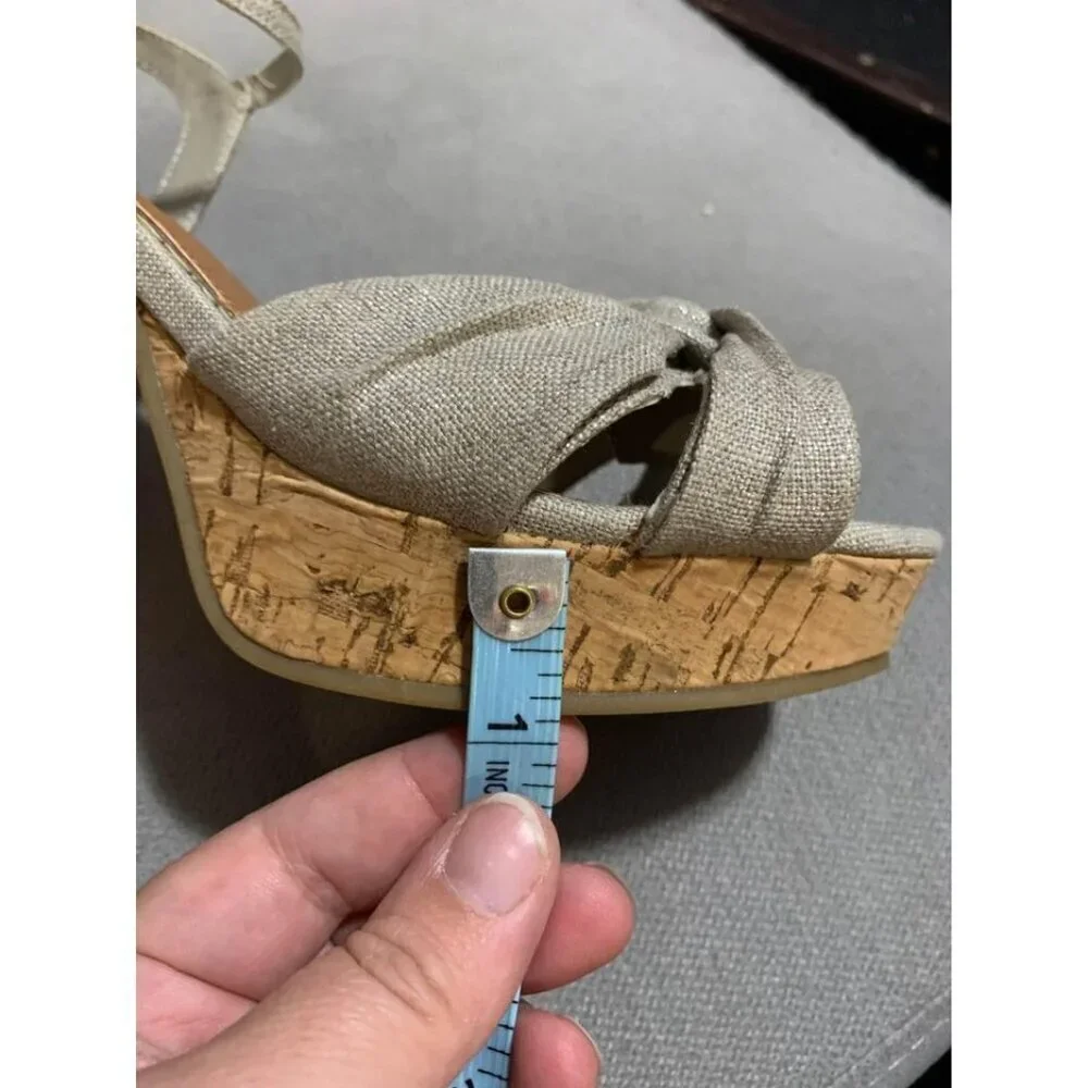 Rampage 4” Heels Wedge Summer Party Clubwear Dance Peep Toe Beige Women’s Size 7